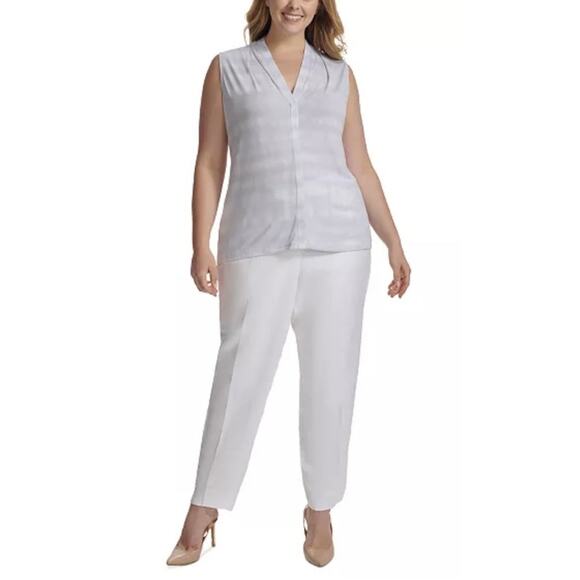 Calvin Klein Women's Abstract‎ Print Sleeveless Top Size 3XL V-Neck Pleated New - Picture 4 of 10